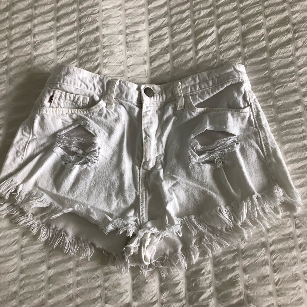 White Distressed Shorts